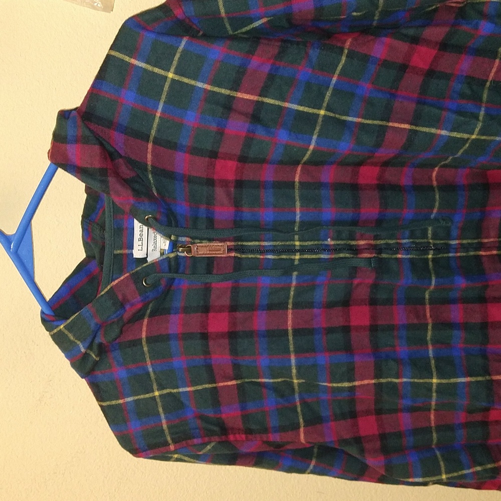 LL Bean Scotch Plaid Flannel Hoodie